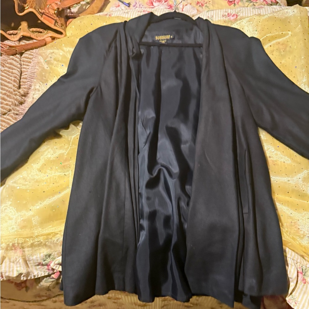 VTG GEORGIOU *BOHO 100% Silk Black Blazer *Slouchy Oversized Woman’s 22” Across